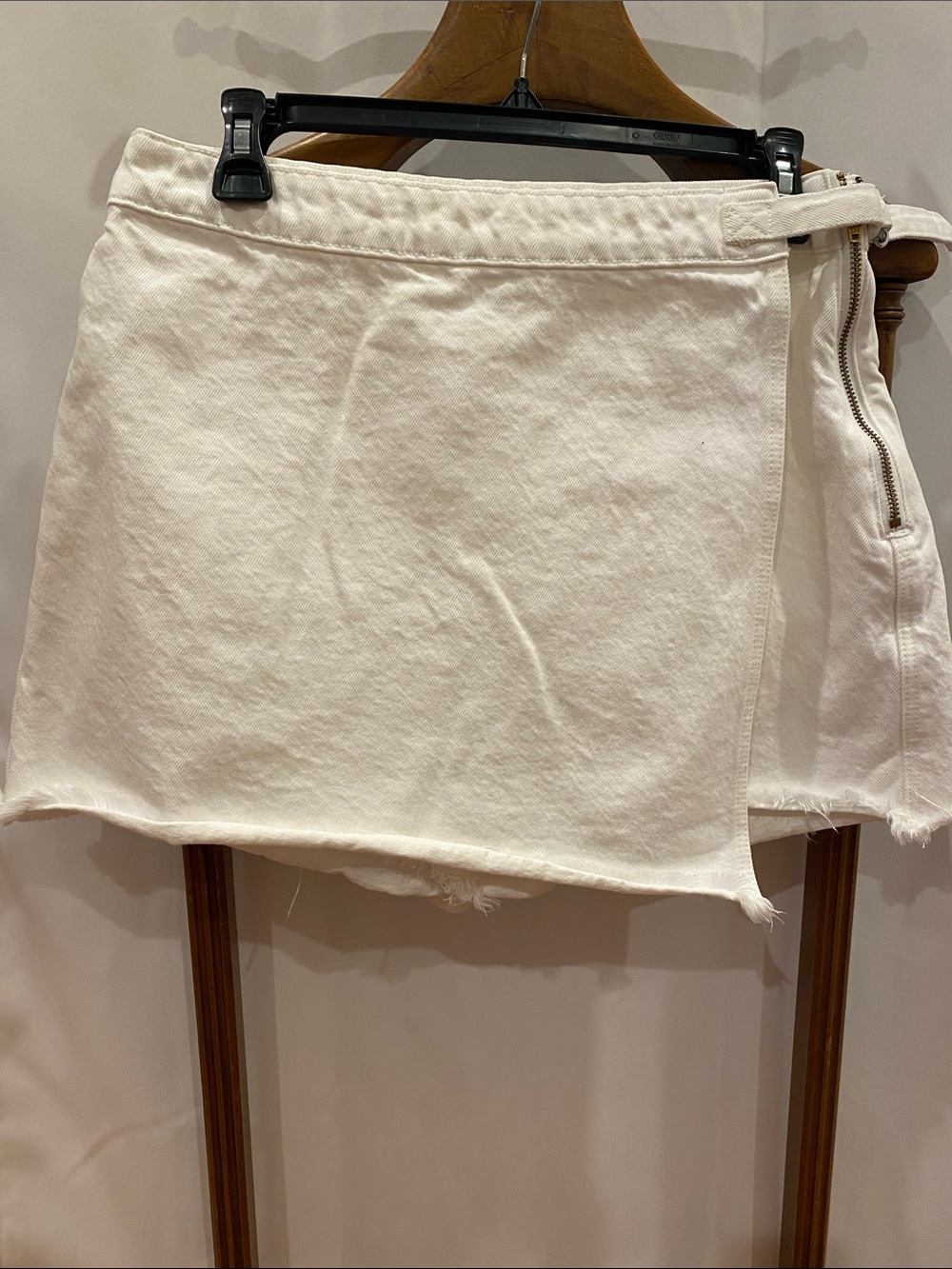 Rollas White Denim Wrap Skort with Side Zip